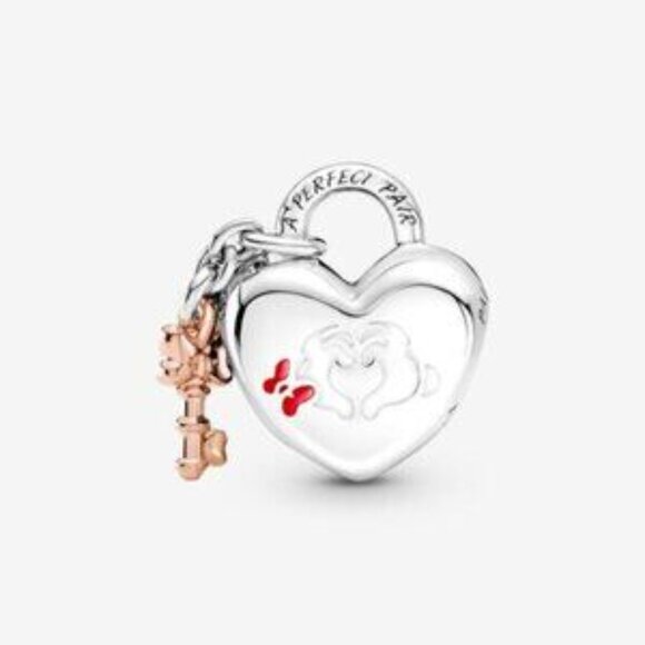 Pandora Mickey Mouse & Minnie Mouse Padlock Charm - Picture 2 of 6